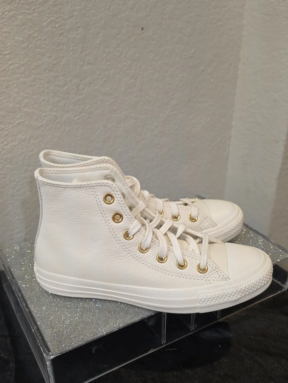 Converse Chuck Taylor All Star Leather High Top Sneakers- Egret/Gold
